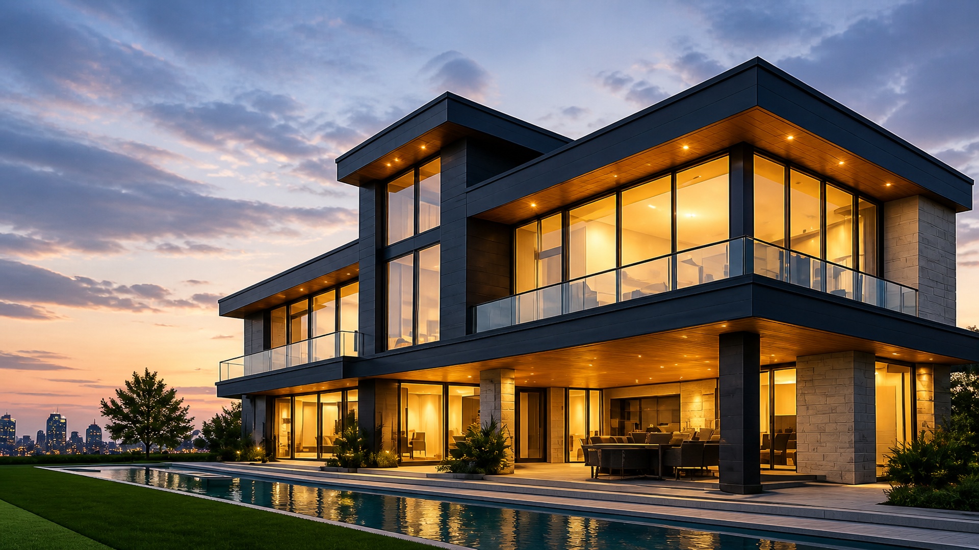 Premium villa gece manzarası